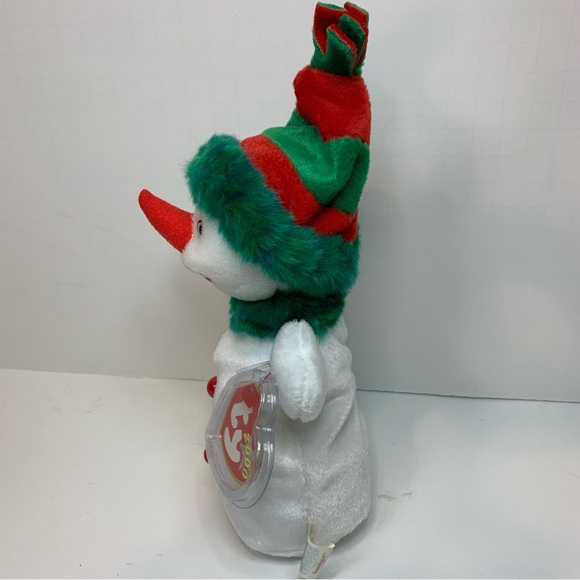 TY Snowgirl  Plush Toy - White, Red, and Green - Picture 3 of 12